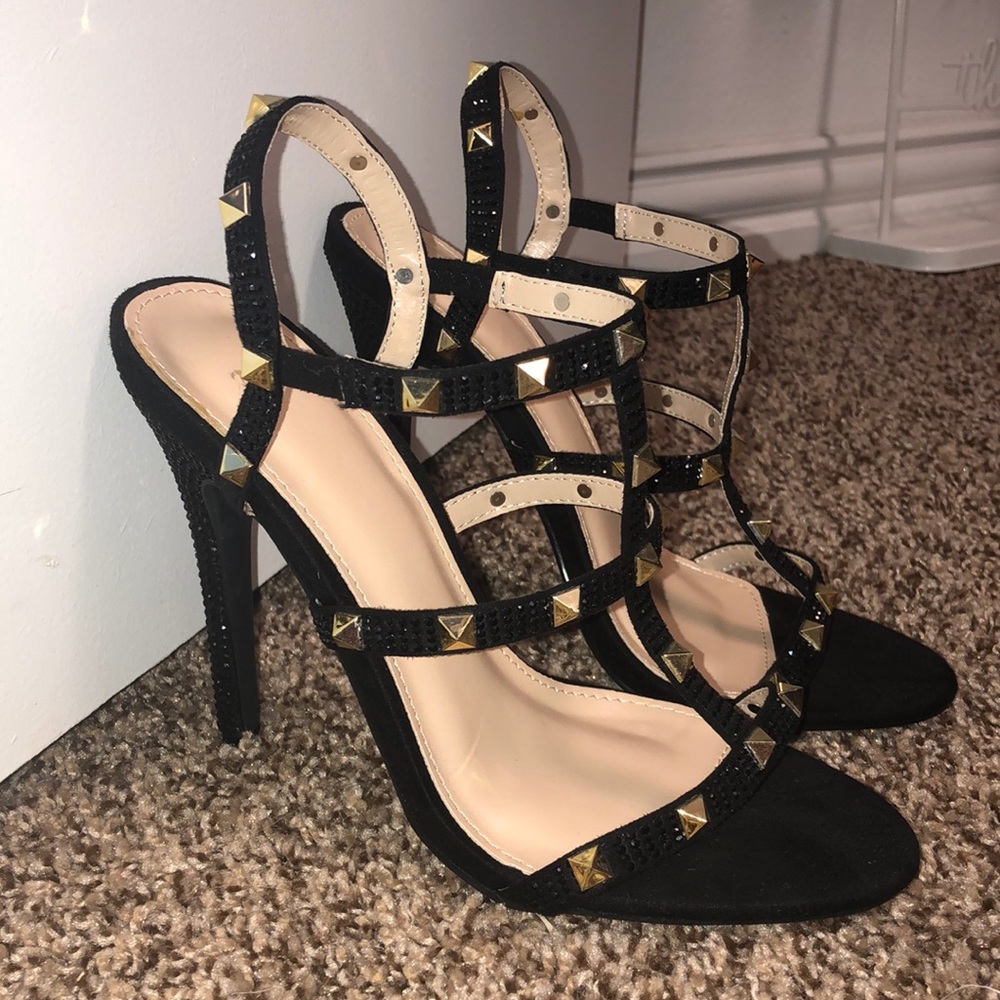 Black studded heels